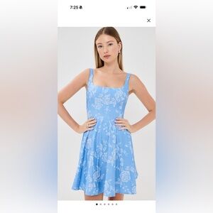 STAUD Light Blue Floral Mini Dress